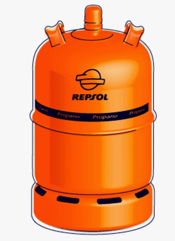 2 Repsol Spaanse gasflessen + drukregelaar. 1 vol & 1  25%, Ophalen, Gebruikt