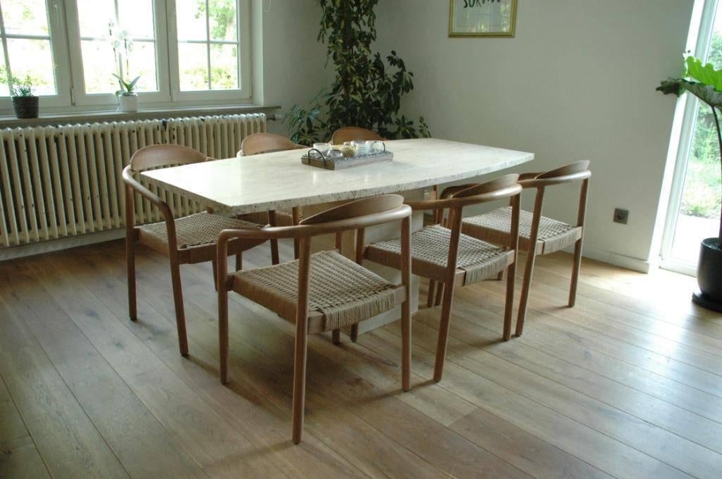 6 Massief houten eetkamerstoel met gewoven zitting, Ophalen