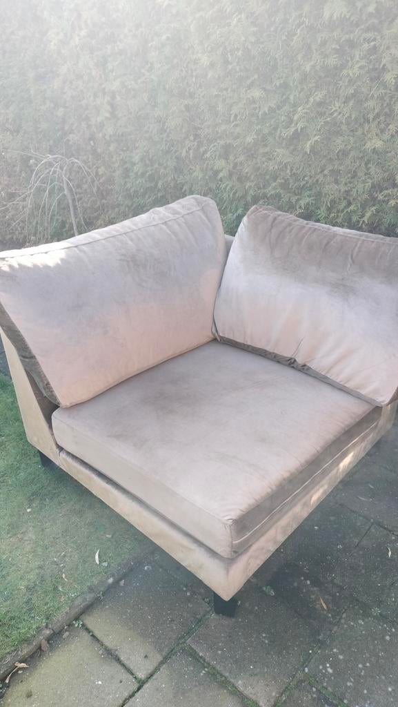 Gratis mooi Lounge hoekstuk van een bank  velvet taupe, Ophalen of Verzenden