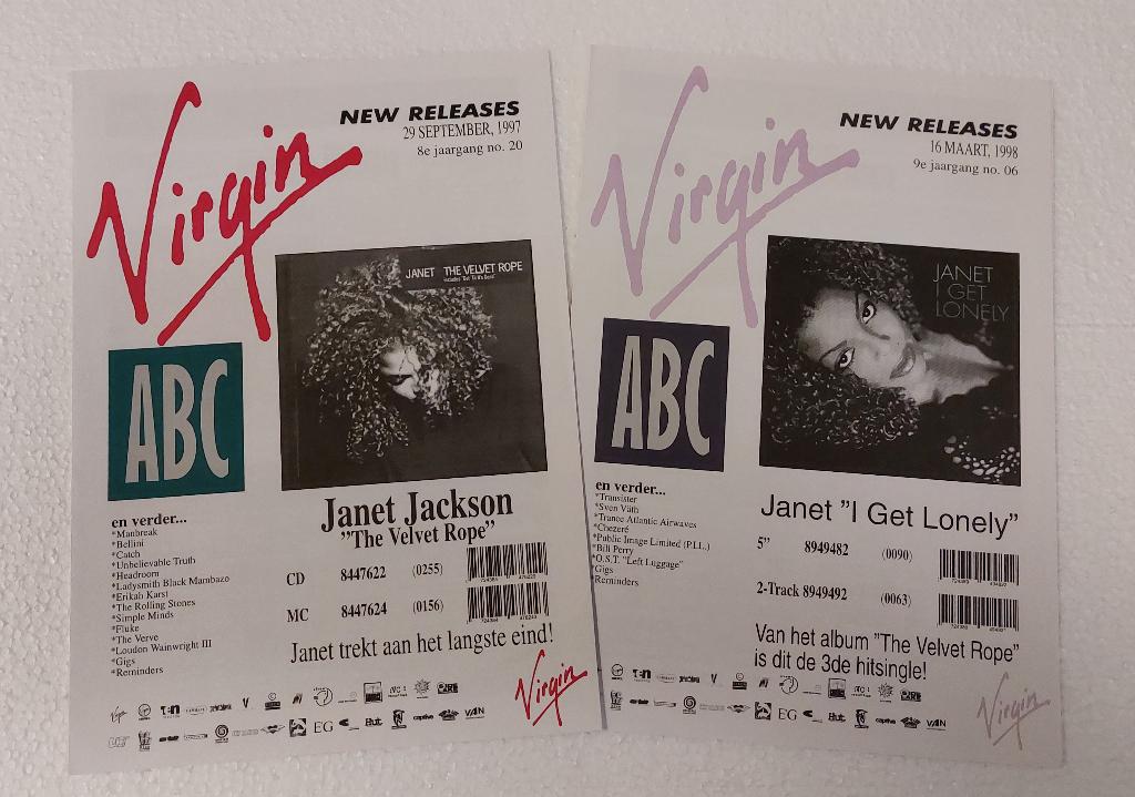 Janet Jackson PROMO FOLDERS Virgin 1997-98 Jacksons Michael, Verzamelen, Verzenden, NvT, -Virgin, Boek, Tijdschrift of Artikel