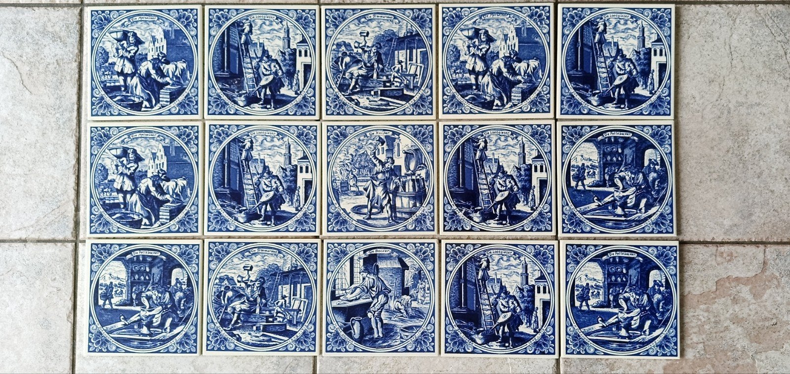 Prachtige set Delfts Blauwe tegels - Oude Ambachten, Ophalen of Verzenden