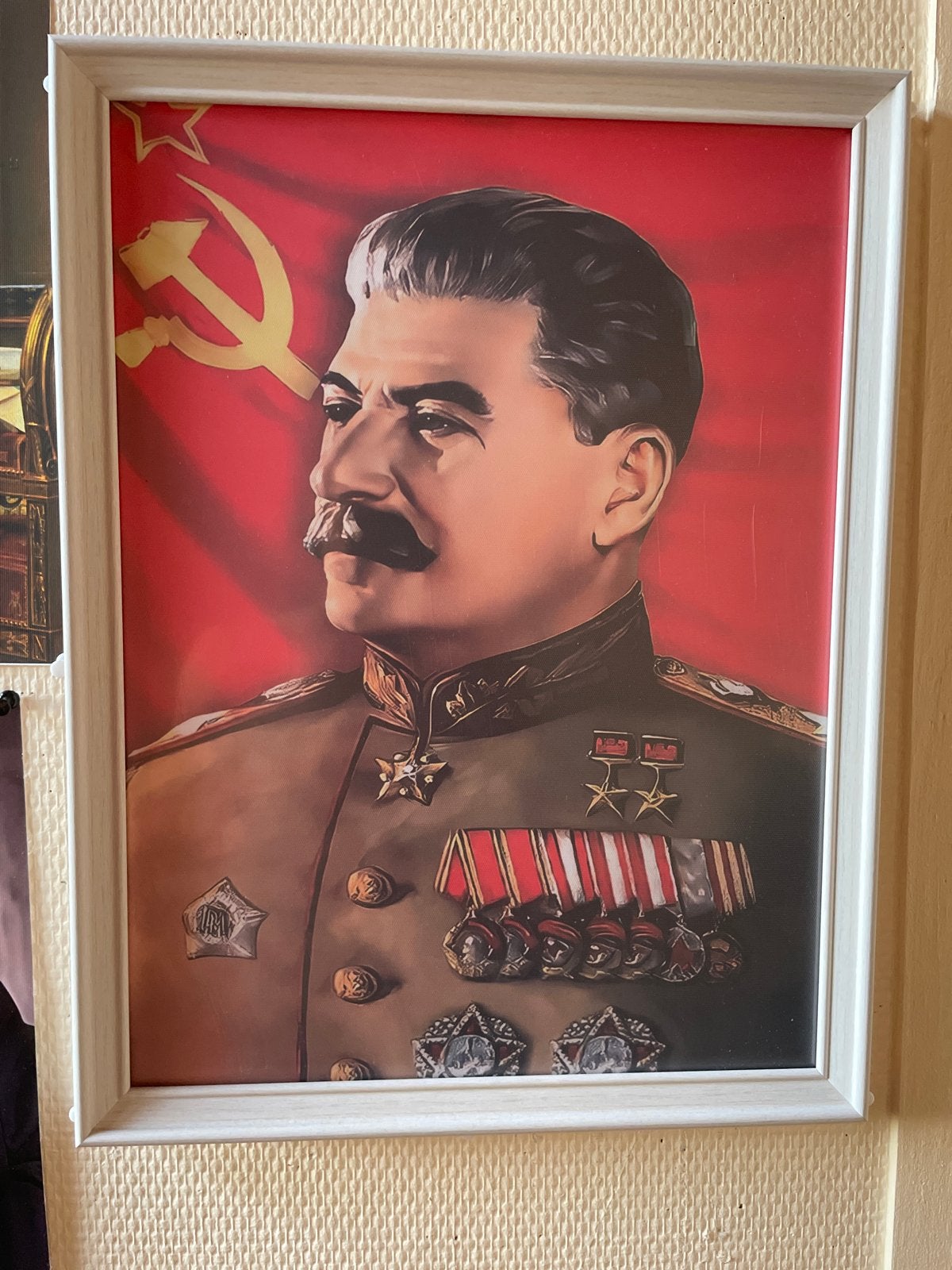 Ingelijste Poster van Stalin met Sovjetvlag, Ophalen, Overige soorten, Overige gebieden, Foto of Poster