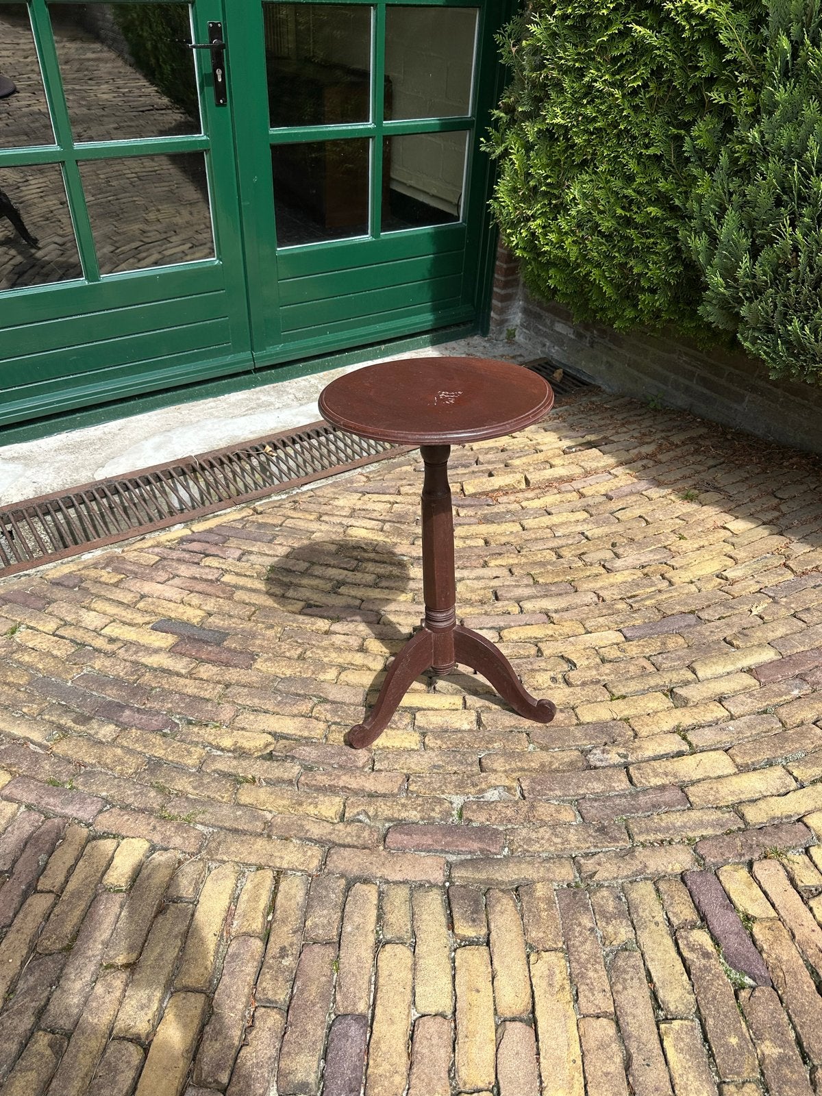 Antieke Bijzettafel - Rond Houten Tafeltje, Ophalen