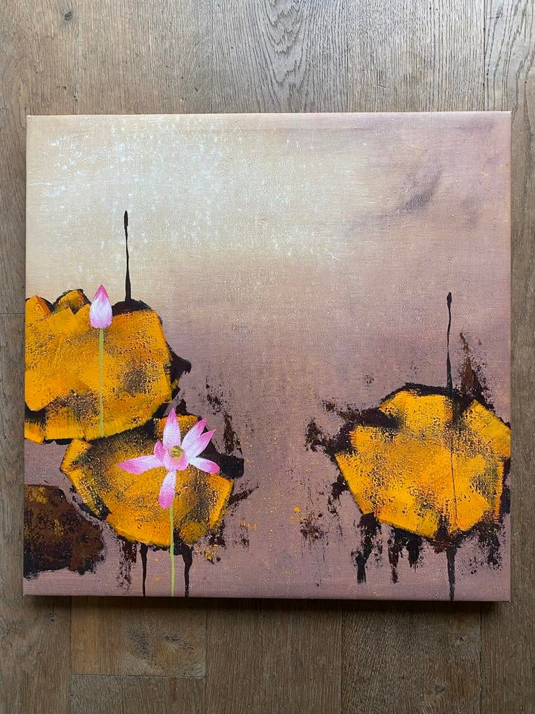 Mooi canvas schilderij met waterlelies, gekocht bij Loods5, Antiek en Kunst, Kunst | Schilderijen | Klassiek, Ophalen