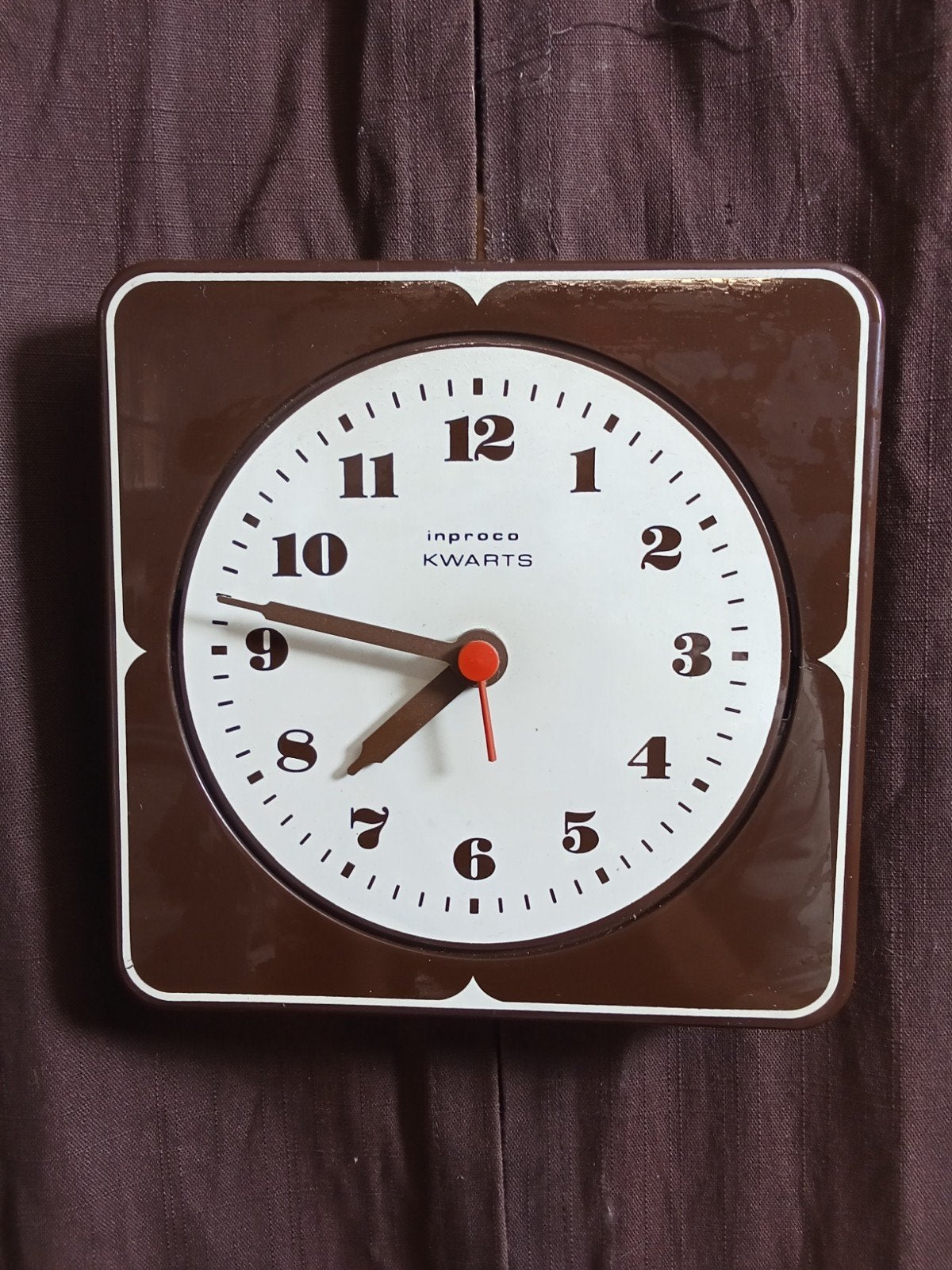 Vintage Inproco Kwarts Wandklok - Bruin Retro Design, Antiek en Kunst, Antiek | Klokken, Ophalen