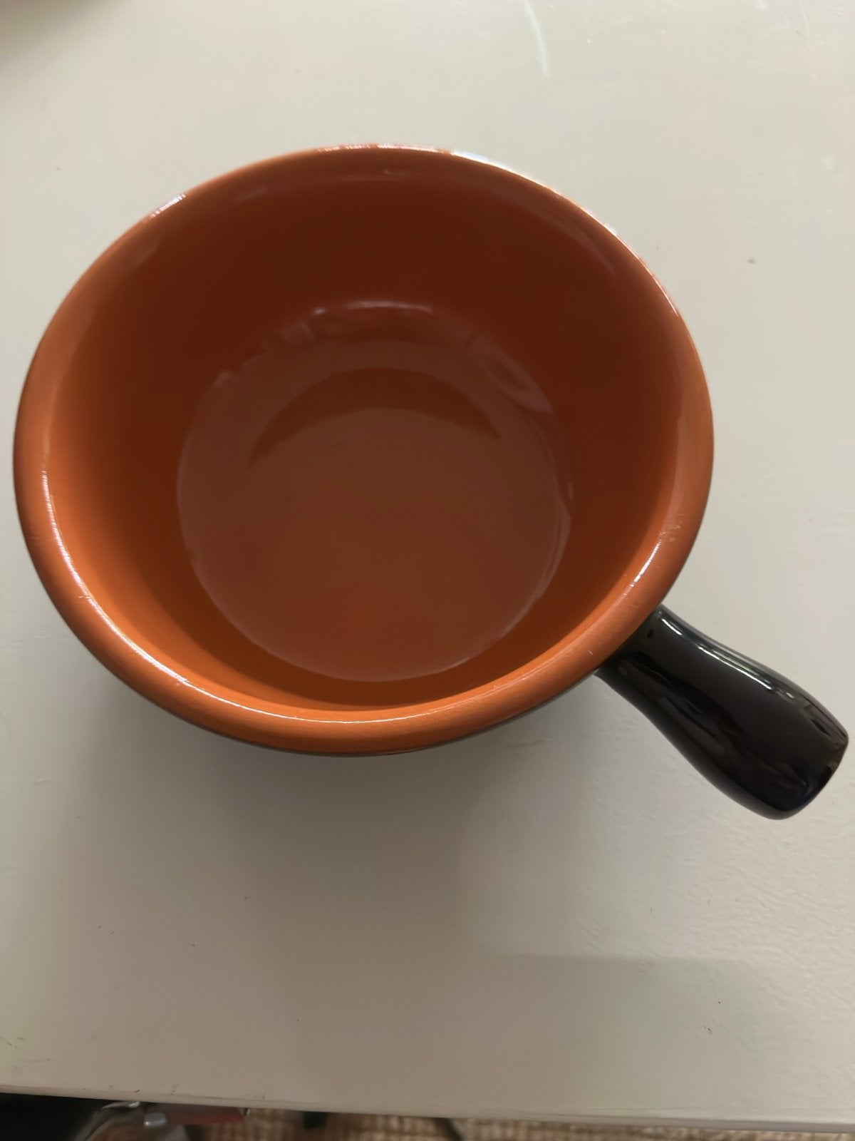 Aardewerk Fonduepan / Caquele met handvat - Bruin/Oranje, Ophalen, Steen/keramiek, Overige typen, Gebruikt