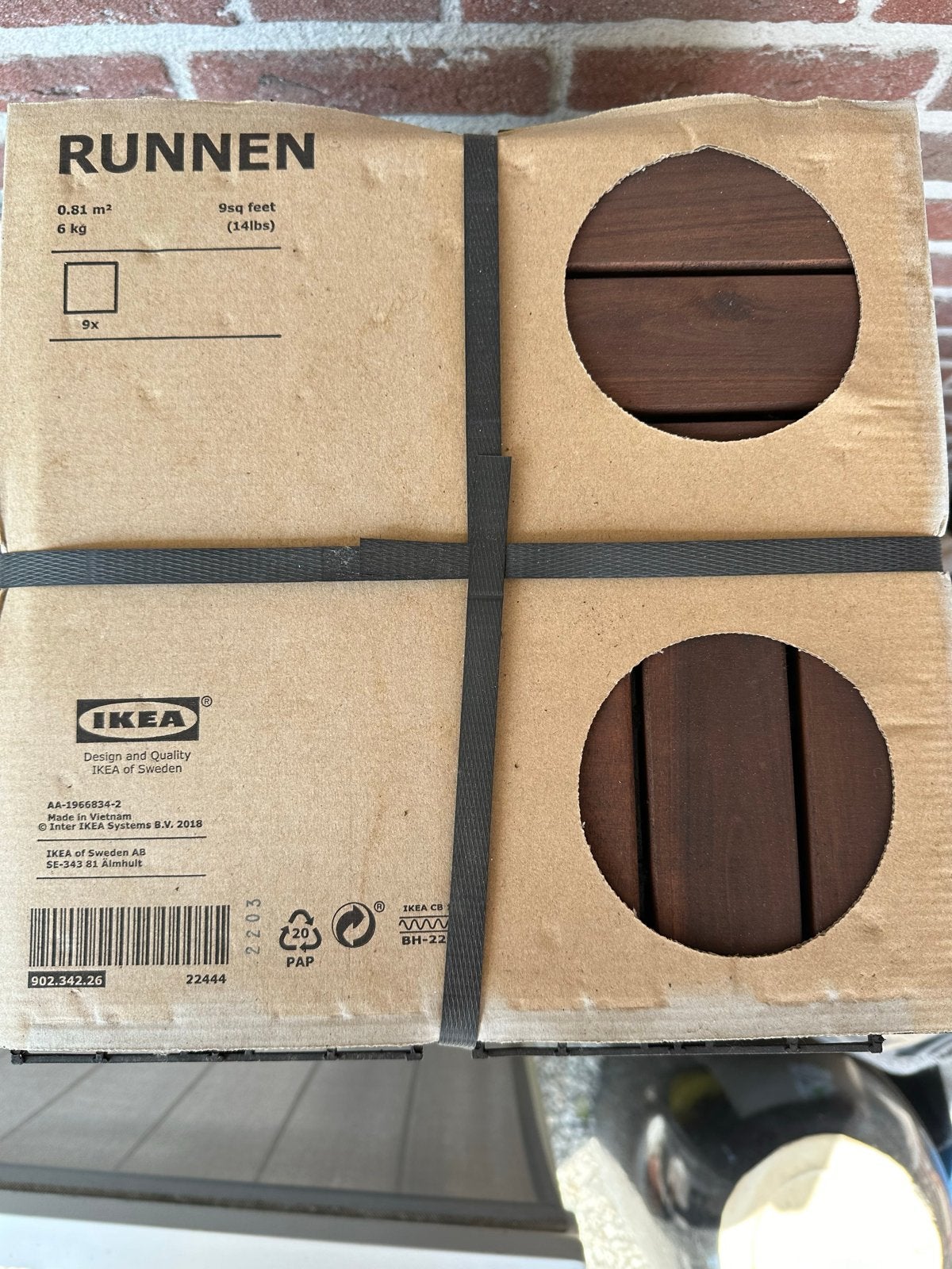 IKEA RUNNEN Vlondertegels - Bruin Gelazuurd (0.81 m²), Ophalen, Nieuw, Hout