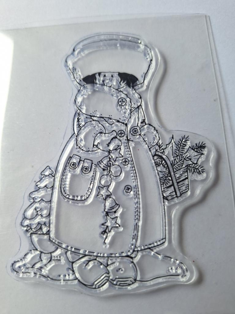 Clearstamp Kerstman met kerstboom en decoraties, Hobby en Vrije tijd, Stempelen, Nieuw, Clearstamp, Ophalen of Verzenden