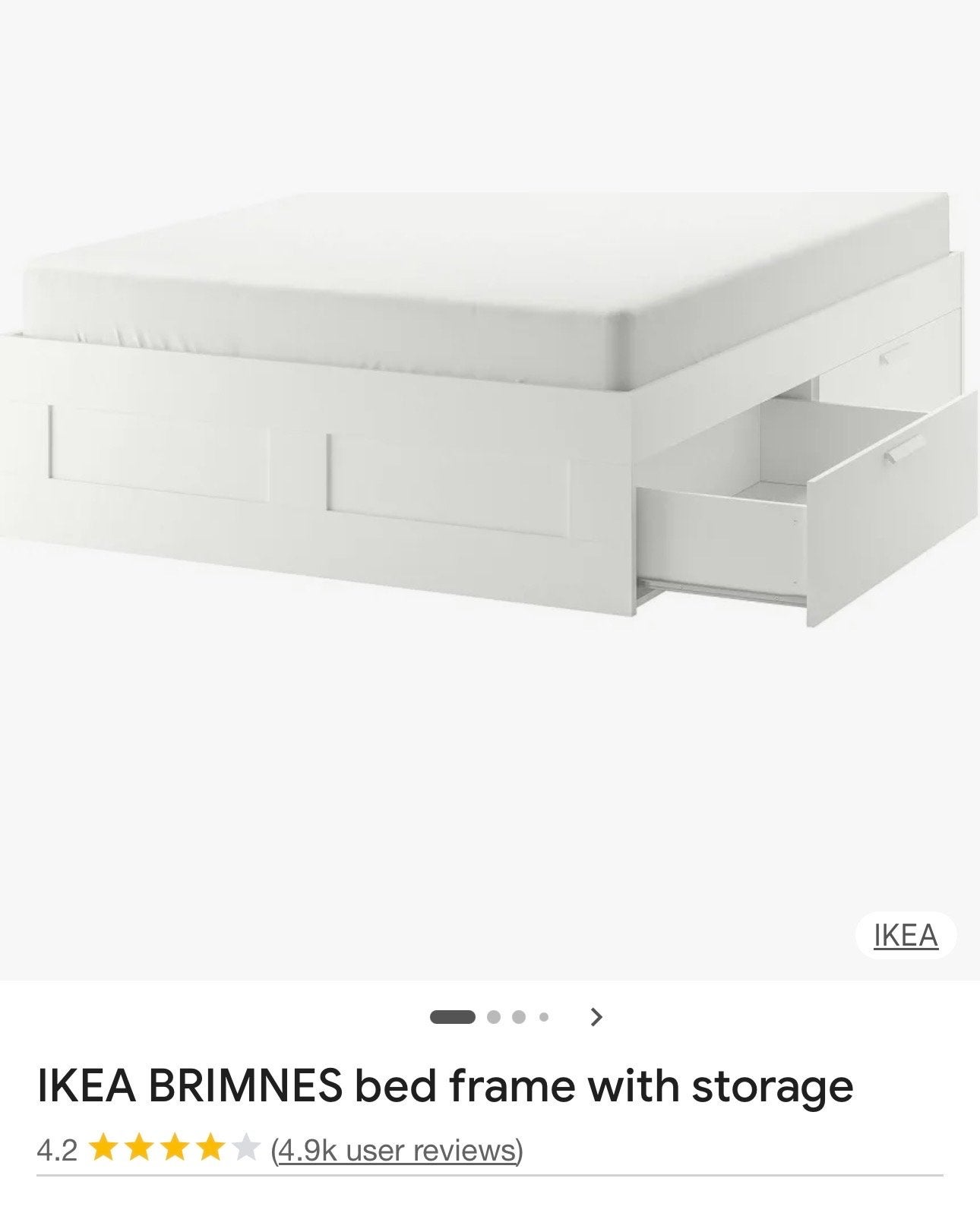 IKEA Brimnes bed met matras, Gebruikt, Wit, Tweepersoons, 200 cm