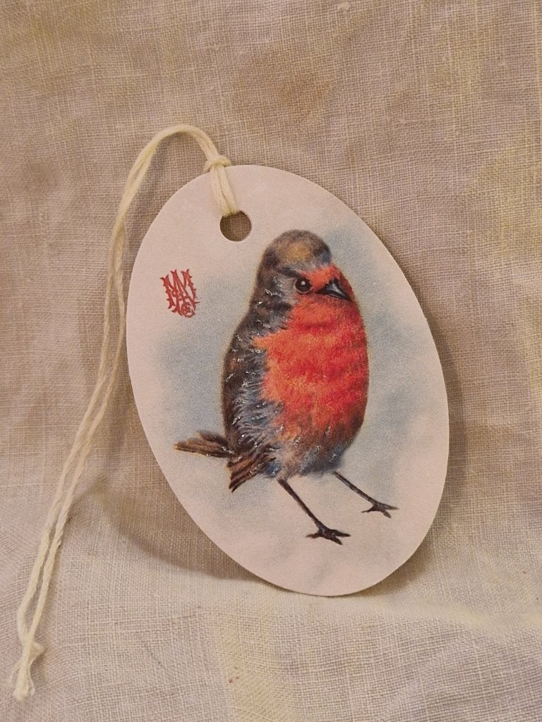 Ovaal label. "Roodborst- glitter"., Ophalen of Verzenden, Nieuw, Papier/karton