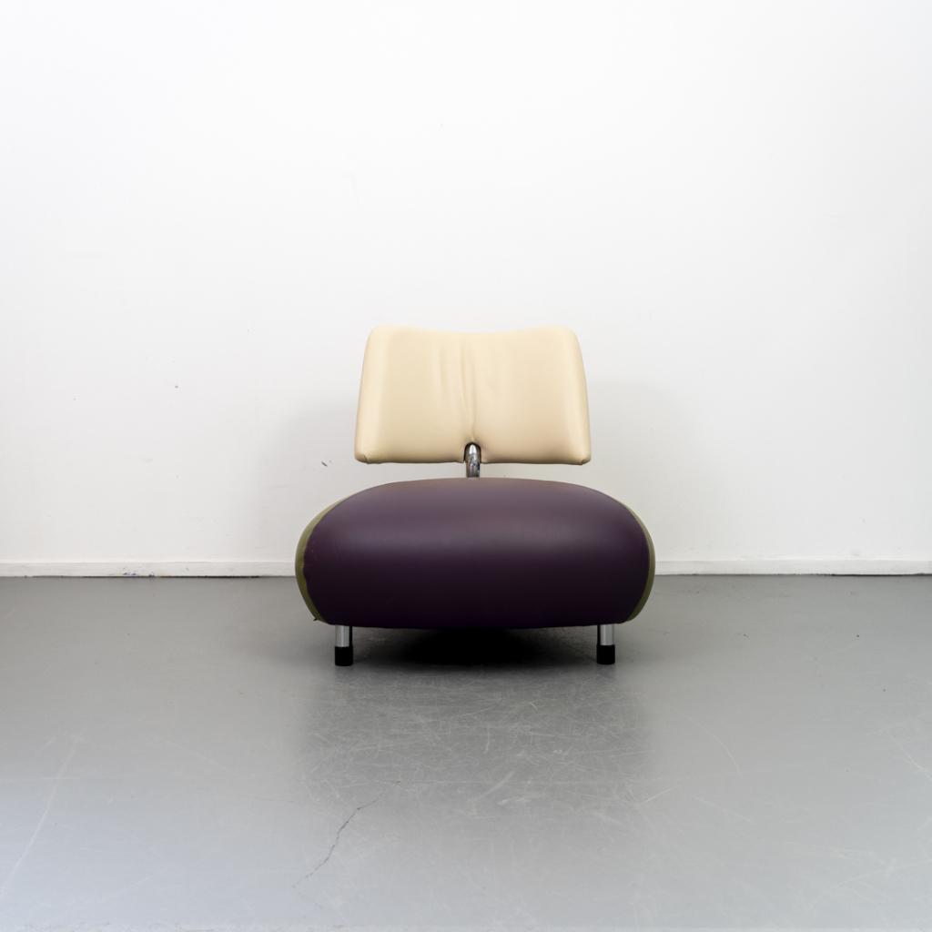 1x Leolux Pallone Fauteuil Paars/Groen/Wit - Chroom, Huis en Inrichting, Fauteuils, Niet ingevuld, Niet ingevuld, 75 tot 100 cm