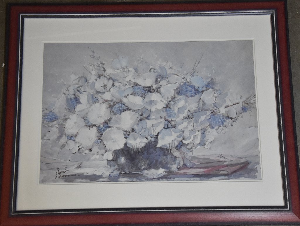 schilderij Floor Koomen bloemen kunst aquarel incl lijst, Overige typen, Ontspiegeld glas, Ophalen of Verzenden, Glas