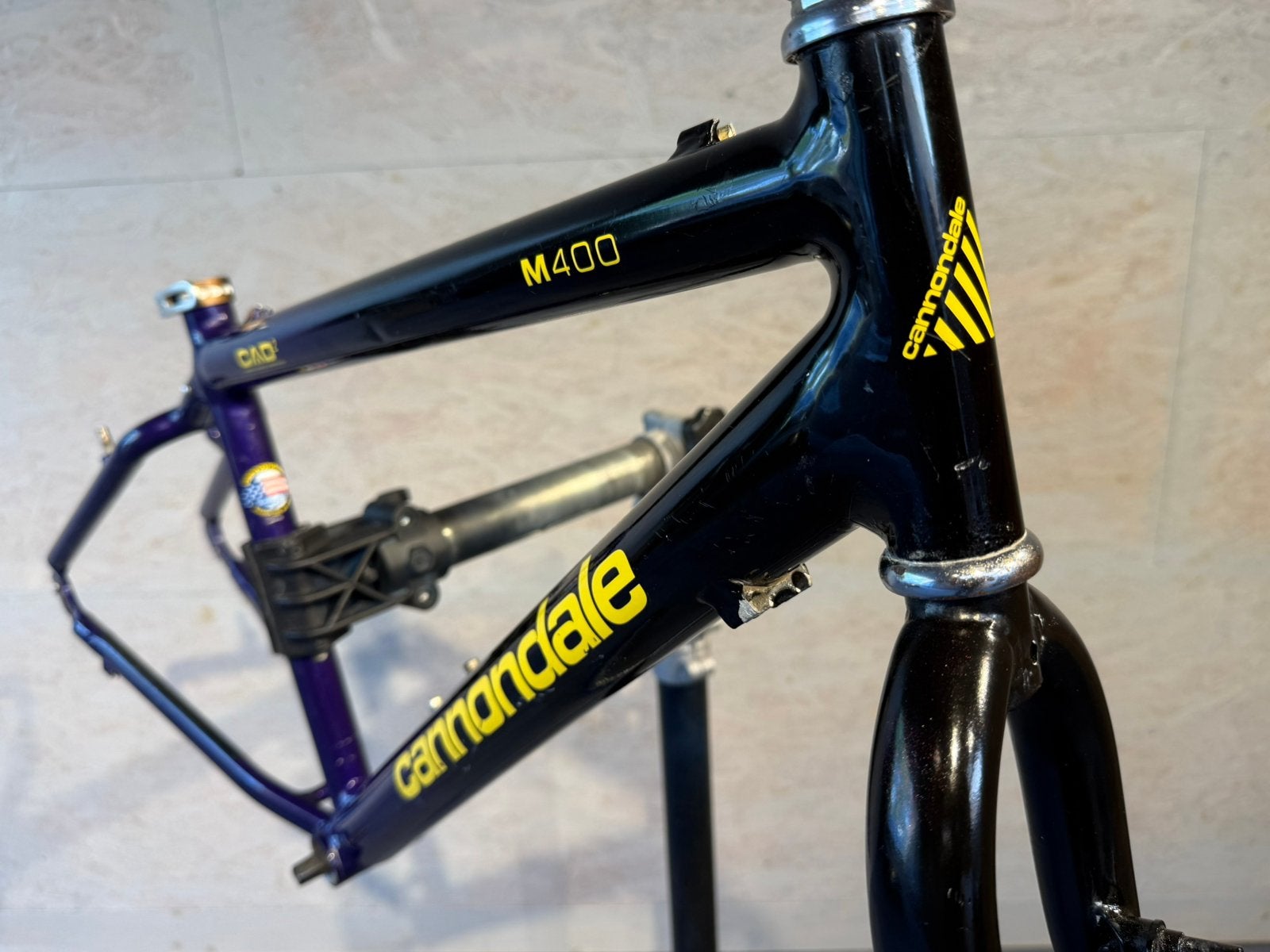 Vintage cannondale M400 CAD2 frame + originele starre vork, Ophalen, Frame, Gebruikt, Aluminium