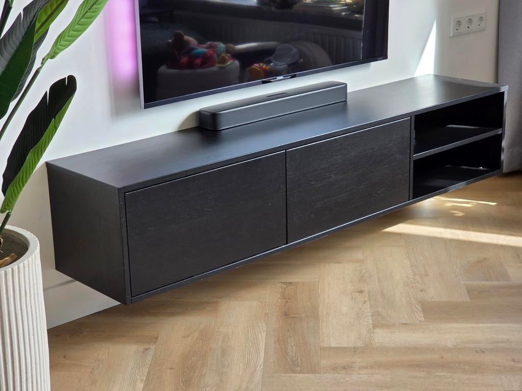 Zwart Tv meubel zwevend van tv-kast .NL 170 cm breed, Huis en Inrichting, Kasten | Televisiemeubels, Ophalen, 150 tot 200 cm, Zo goed als nieuw