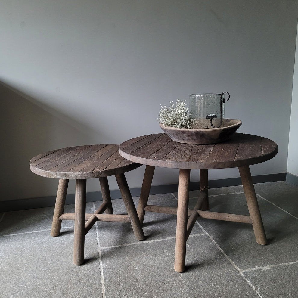 salontafel set van 2 driftwood landelijk sober stoer, Ophalen, Rond, 50 tot 100 cm, 50 tot 100 cm