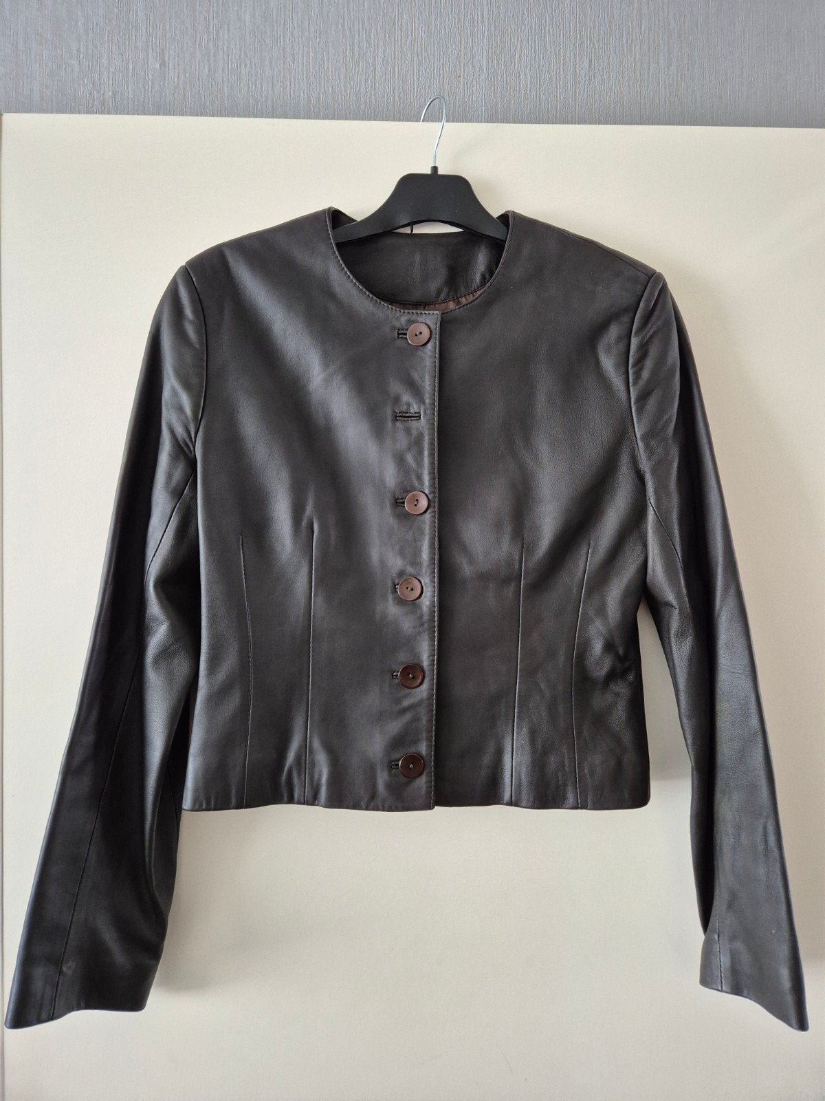 Zacht donkerbruin leren colbert - Maat 36, Kleding | Dames, Ophalen, Bruin, Claudia sträter, Maat 36 (S)