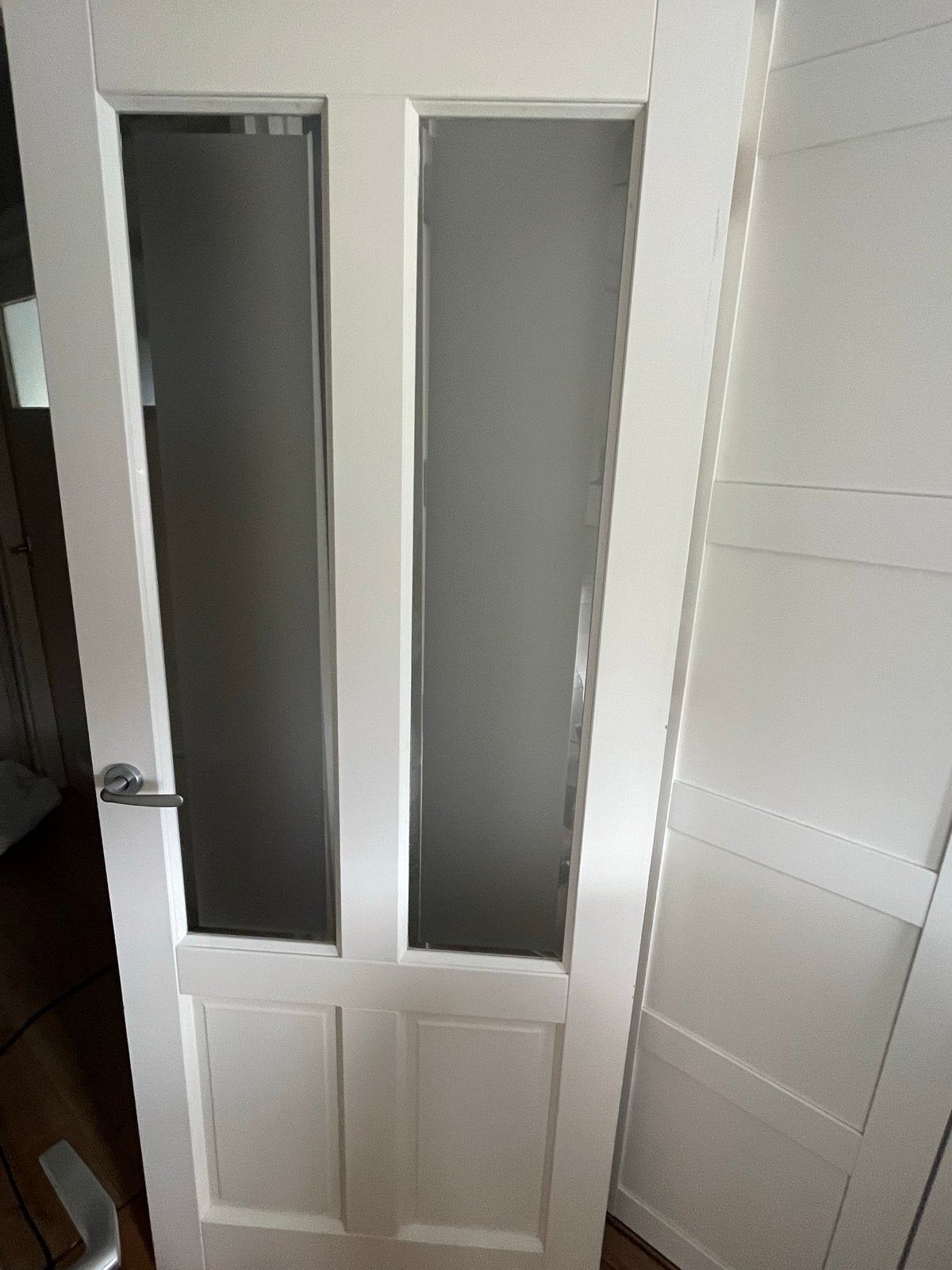 Witte binnendeur met glaspanelen (stomp). Maat 198,5 X 82,5, Ophalen, Gebruikt, 80 tot 100 cm, Binnendeur