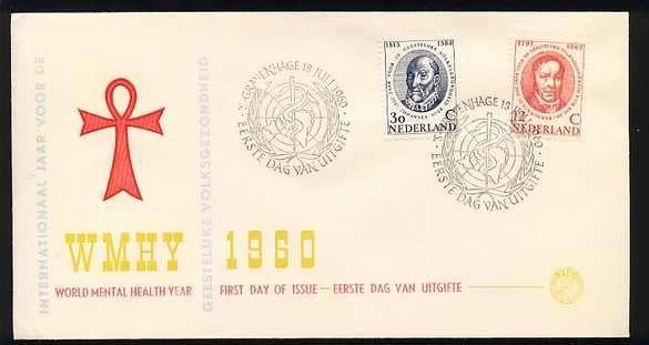 Nederland FDC E44 Zonder Adres, Psychologie 1960, Ophalen of Verzenden, Onbeschreven, Nederland