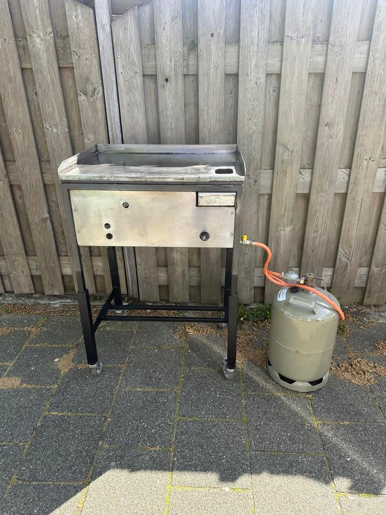 Teppanyaki plaat op gas, bij erkent bedrijf laten maken, Ophalen of Verzenden, Gebruikt, Met accessoires