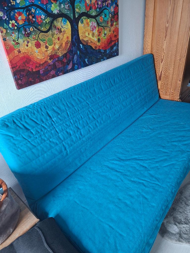 Bedbank ikea, Ophalen, Blauw, Tweepersoons, 140 cm