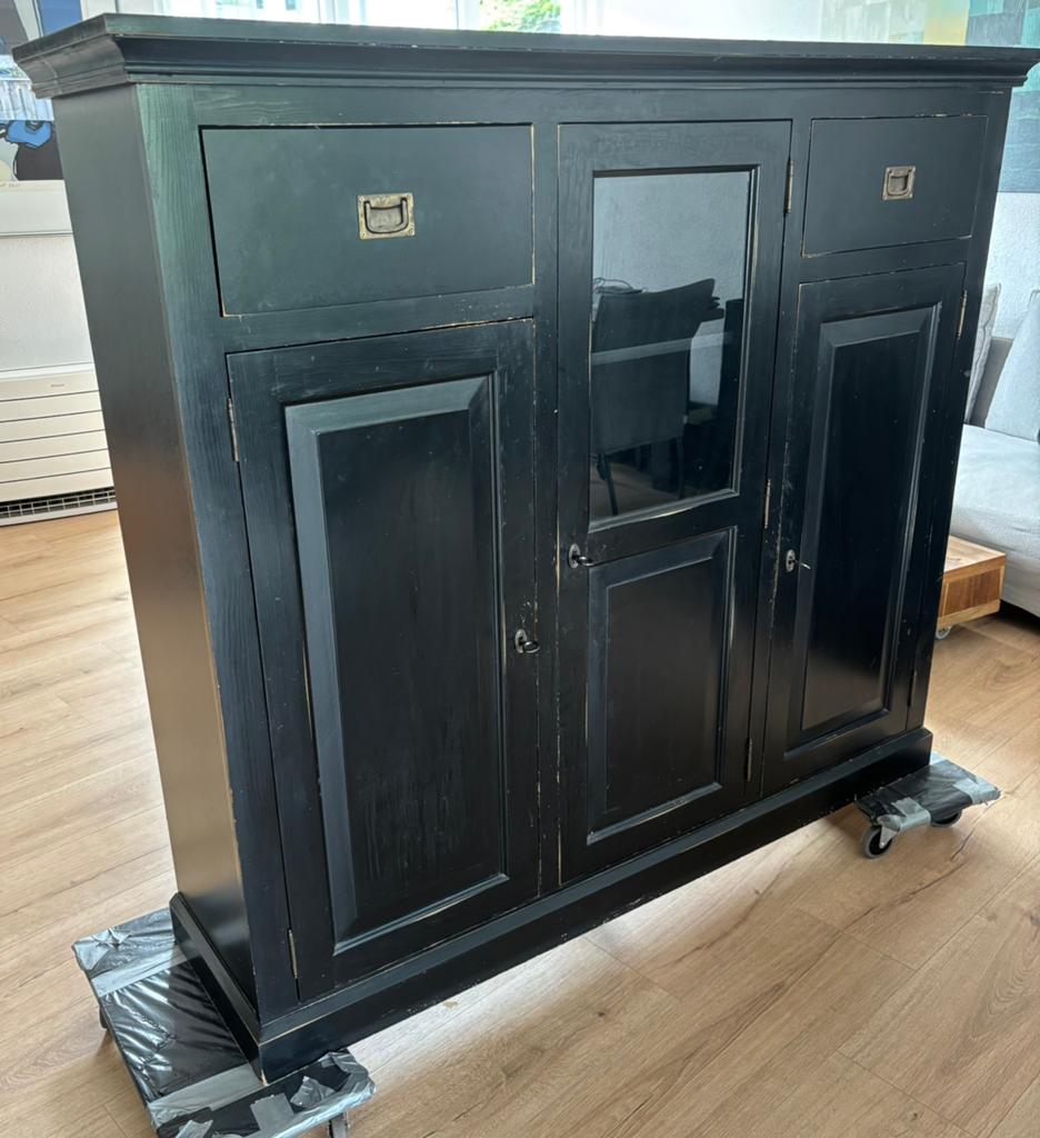 Zwarte buffetkast / keukenkast / servieskast/ dressoir, Ophalen, Overige materialen, Gebruikt, Met deur(en)