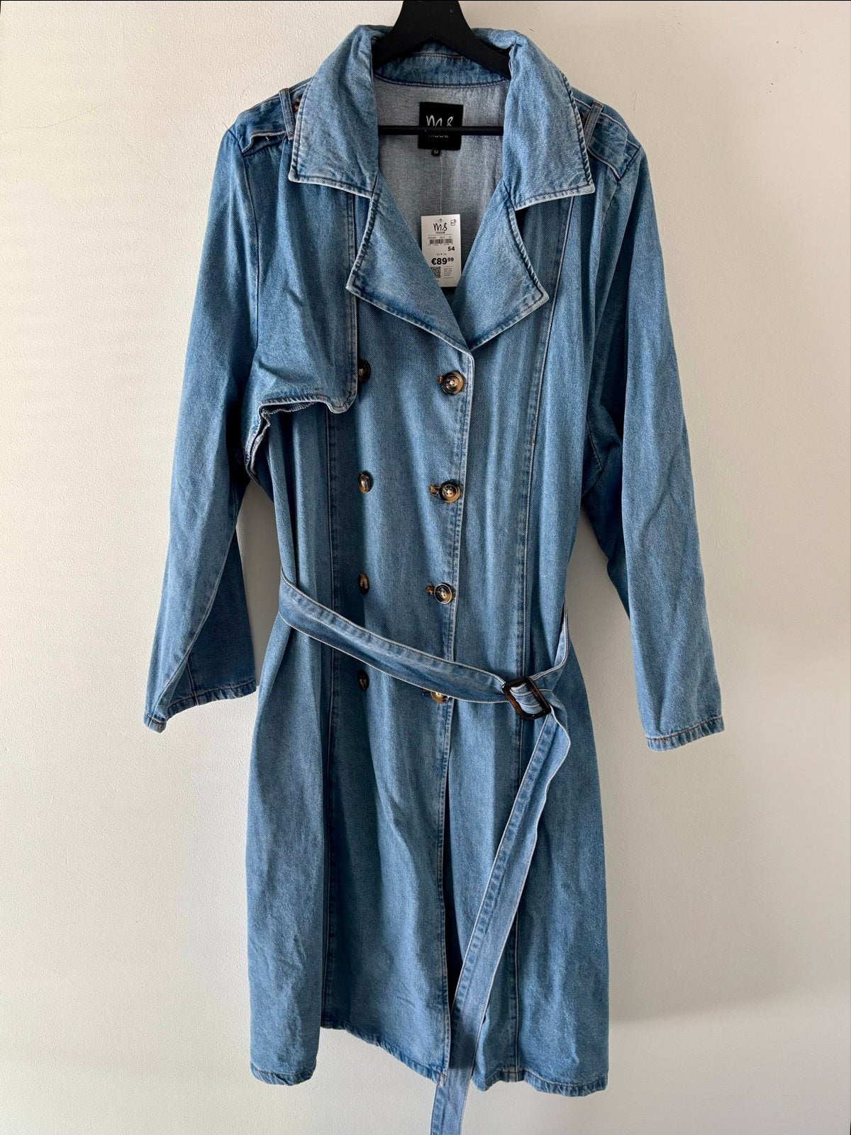 Nieuwe MS Mode denim trenchcoat 54, Ophalen of Verzenden, Nieuw, Blauw, Jas of Mantel