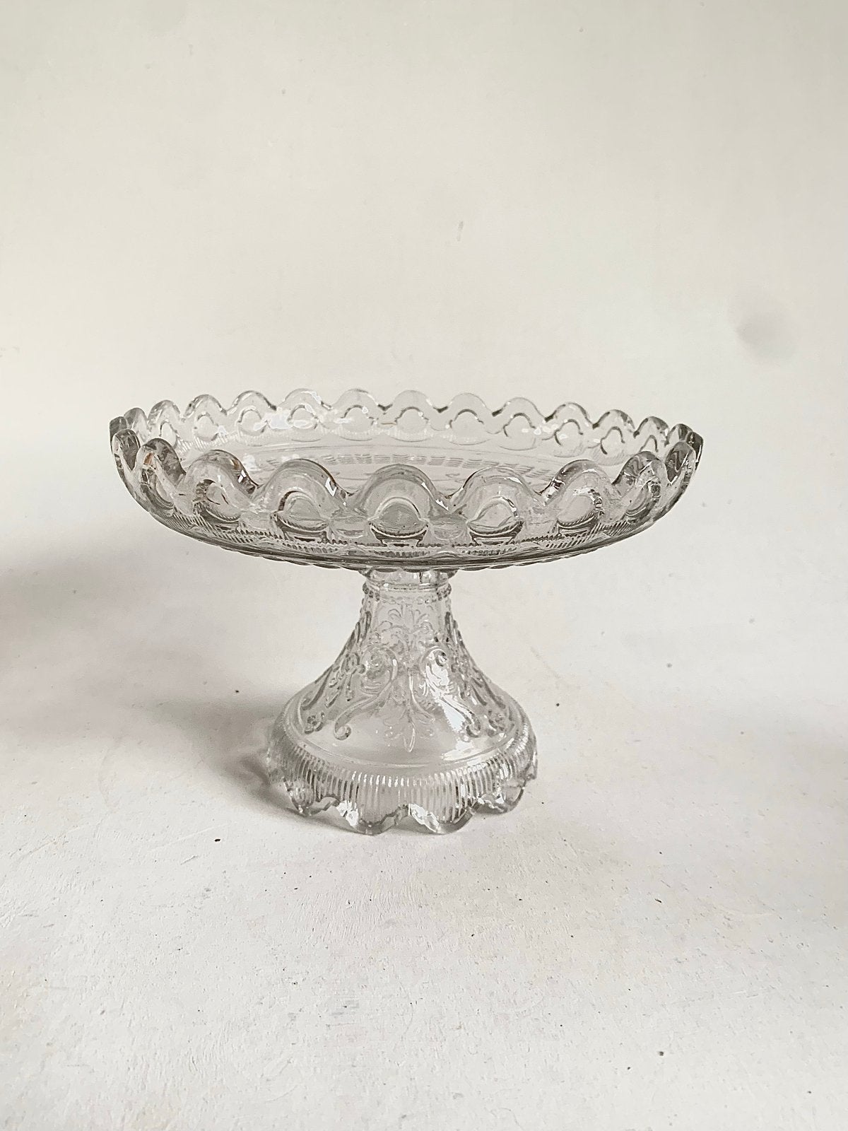 Glazen Bonbonnière ringen opslag op voet - Vintage, Ophalen of Verzenden