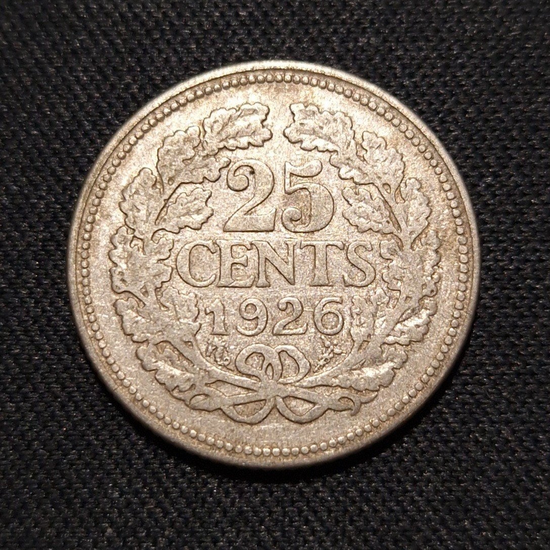 25 cent 1926, Postzegels en Munten, Munten | Nederland, Verzenden, Zilver, 25 cent, Koningin Wilhelmina