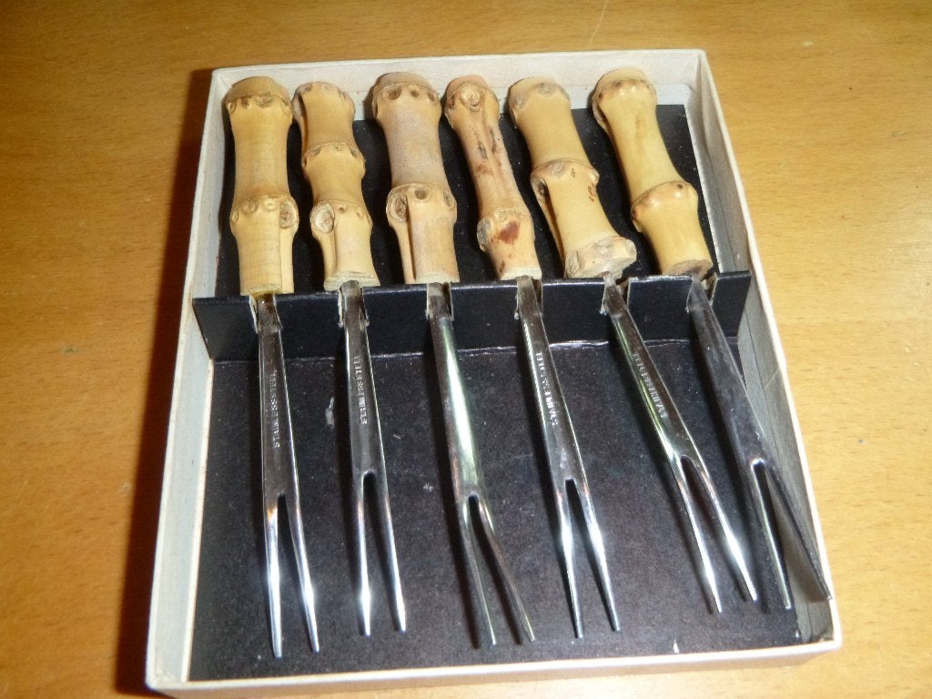 Zes vintage cocktailvorkjes, Ophalen of Verzenden, Overige typen