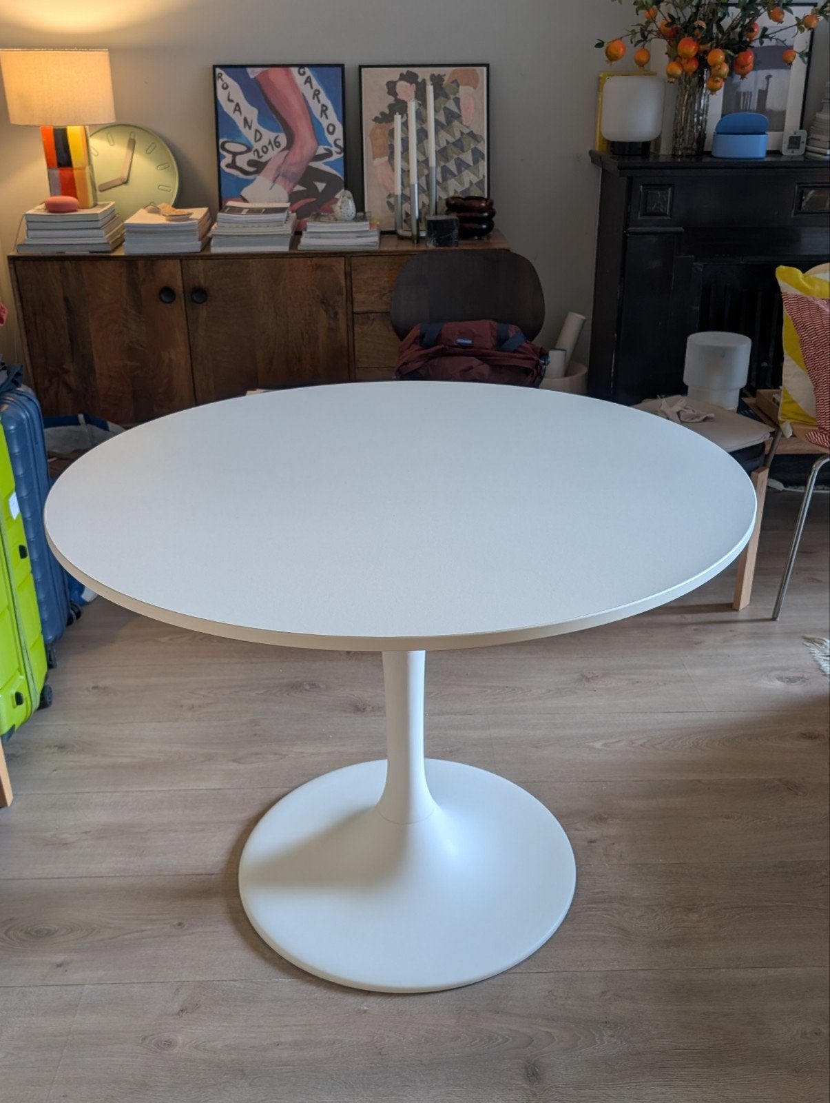 IKEA Docksta Eettafel - Tulpvoet - 103cm, Huis en Inrichting, Gebruikt, Scandinavisch, moderne, minimaal, Rond, Ophalen of Verzenden