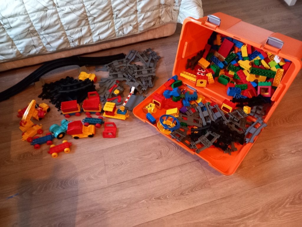 Grote partij Duplo rails, wissels en bouwstenen, Ophalen, Gebruikt, Inclusief extra onderdelen, Duplo