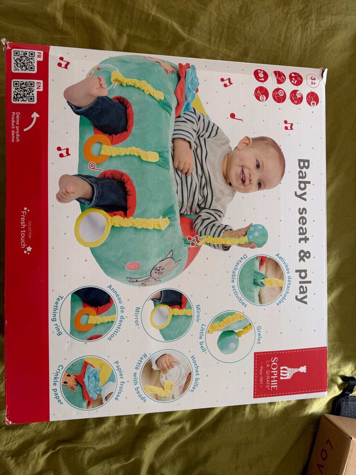 Sophie de Giraf Baby Zit- en Speelkussen, Ophalen, Zo goed als nieuw, Overige typen, Met geluid