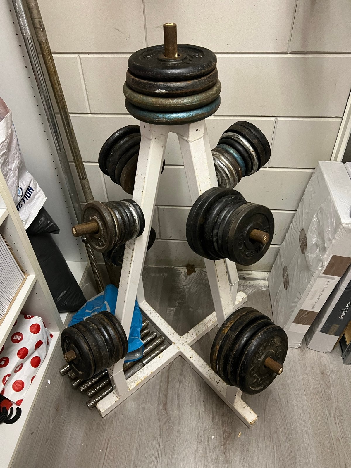 Uitgebreide Halterset met Dumbbells, Stangen en Stand, Sport en Fitness, Fitnessmaterialen, Ophalen, Gebruikt, Armen, Halterset