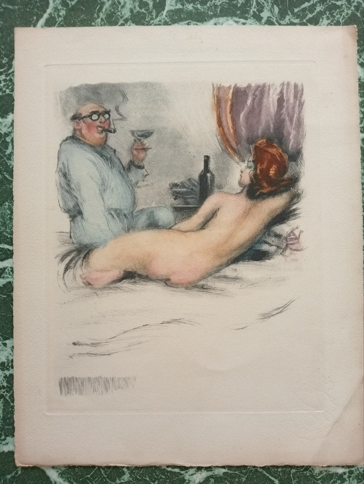 Ets 20e eeuw Erotiek Naakt Stijl Felicien Rops, Antiek en Kunst, Kunst | Etsen en Gravures, Ophalen of Verzenden