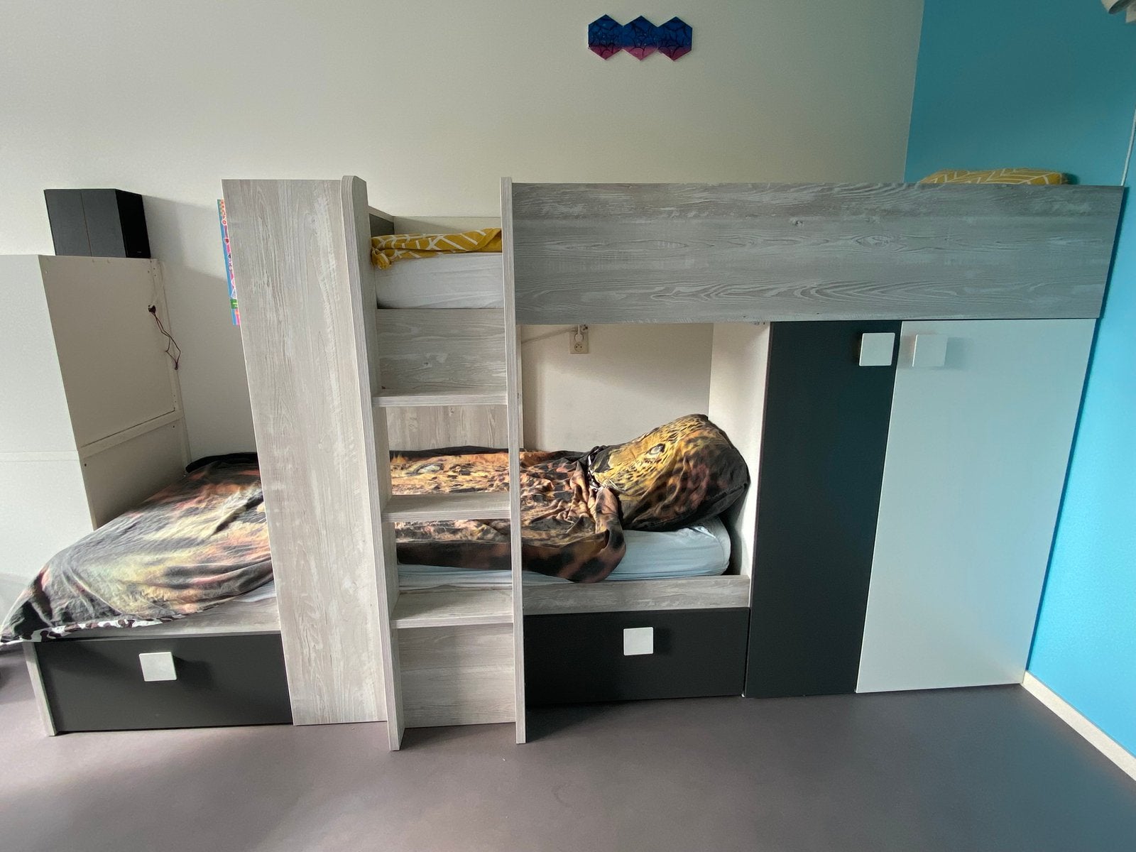Stapelbed Maxim antraciet, Ophalen, 90 cm, Eenpersoons, Zo goed als nieuw