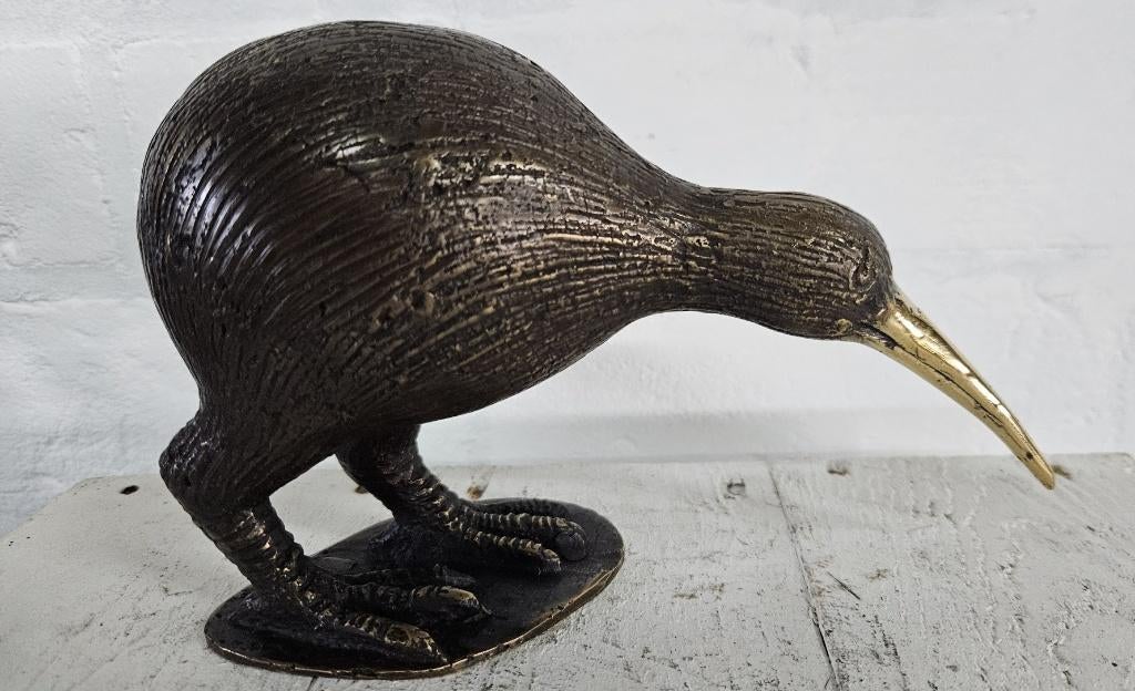KIWI / bronzen beeld / vogel, Ophalen of Verzenden, Nieuw, Vogel, Beeldje of Figuurtje