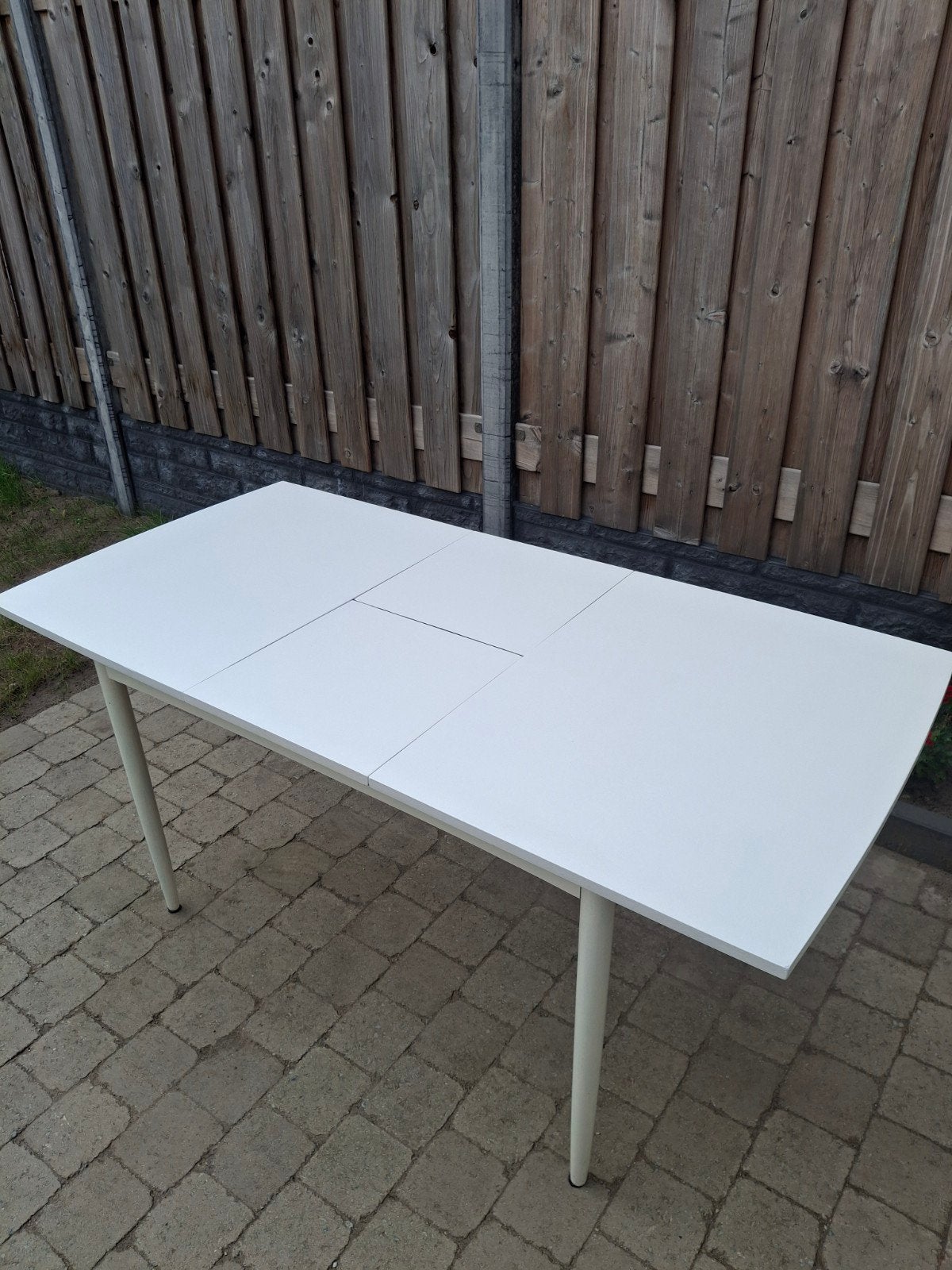 Witgeschilderde uitschuifbare tafel - Gratis af te halen, Ophalen, Gebruikt, 100 tot 150 cm, 50 tot 100 cm