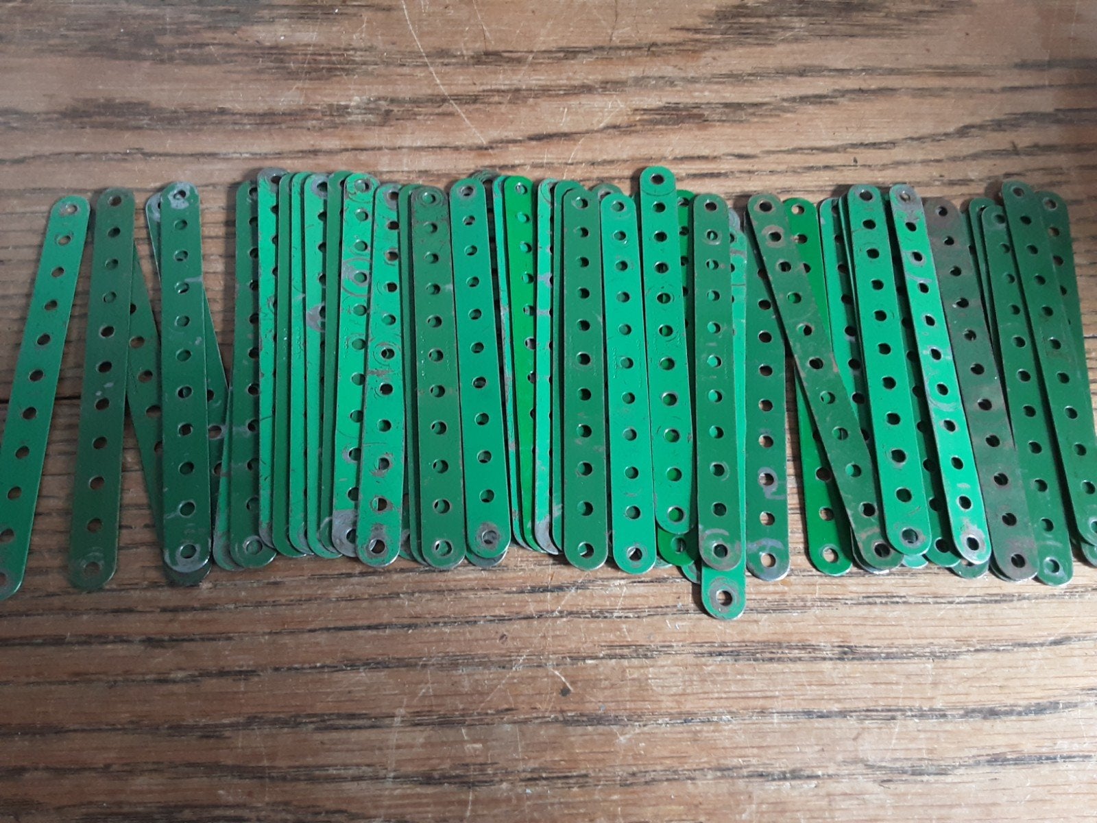 Meccano onderdelen - Groene stroken, 11 gaats, 50 stuks,, Ophalen of Verzenden, Gebruikt