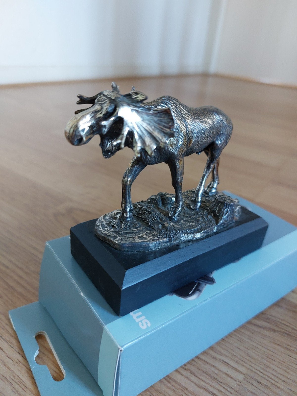 Verzilverd miniatuurbeeldje van een eland - WNF, Verzenden, Zo goed als nieuw, Hert, Beeldje of Figuurtje
