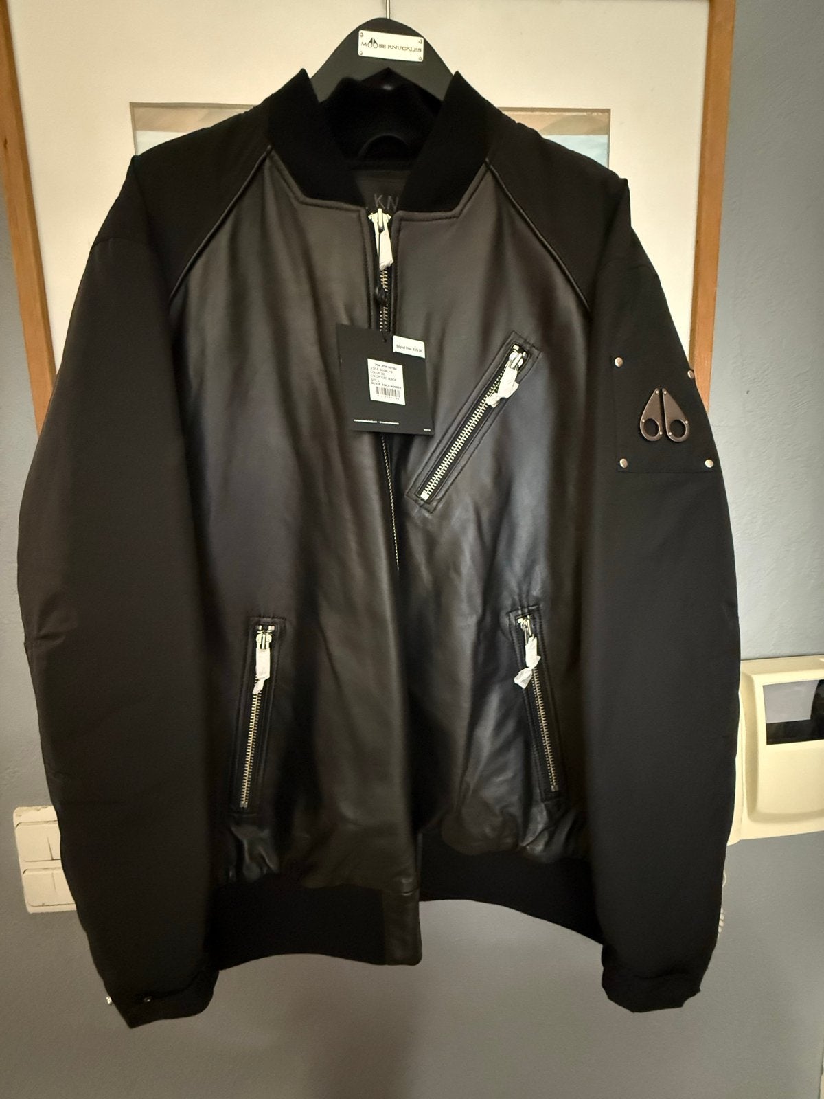 Moose Knuckles Anica Bomber Leren Jas Zwart Maat L, Ophalen of Verzenden, Nieuw, Maat 52/54 (L), Zwart