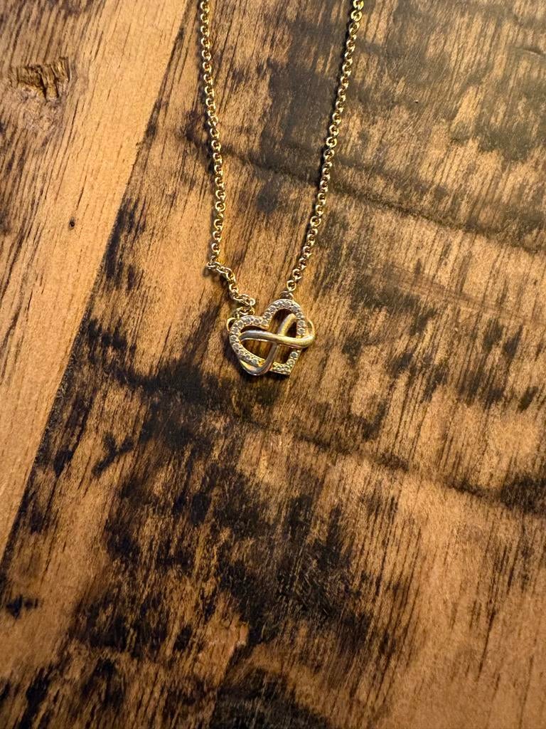 Pandora ketting met hartje, Sieraden, Tassen en Uiterlijk, Kettingen, Ophalen, Zo goed als nieuw, Goud, Overige materialen