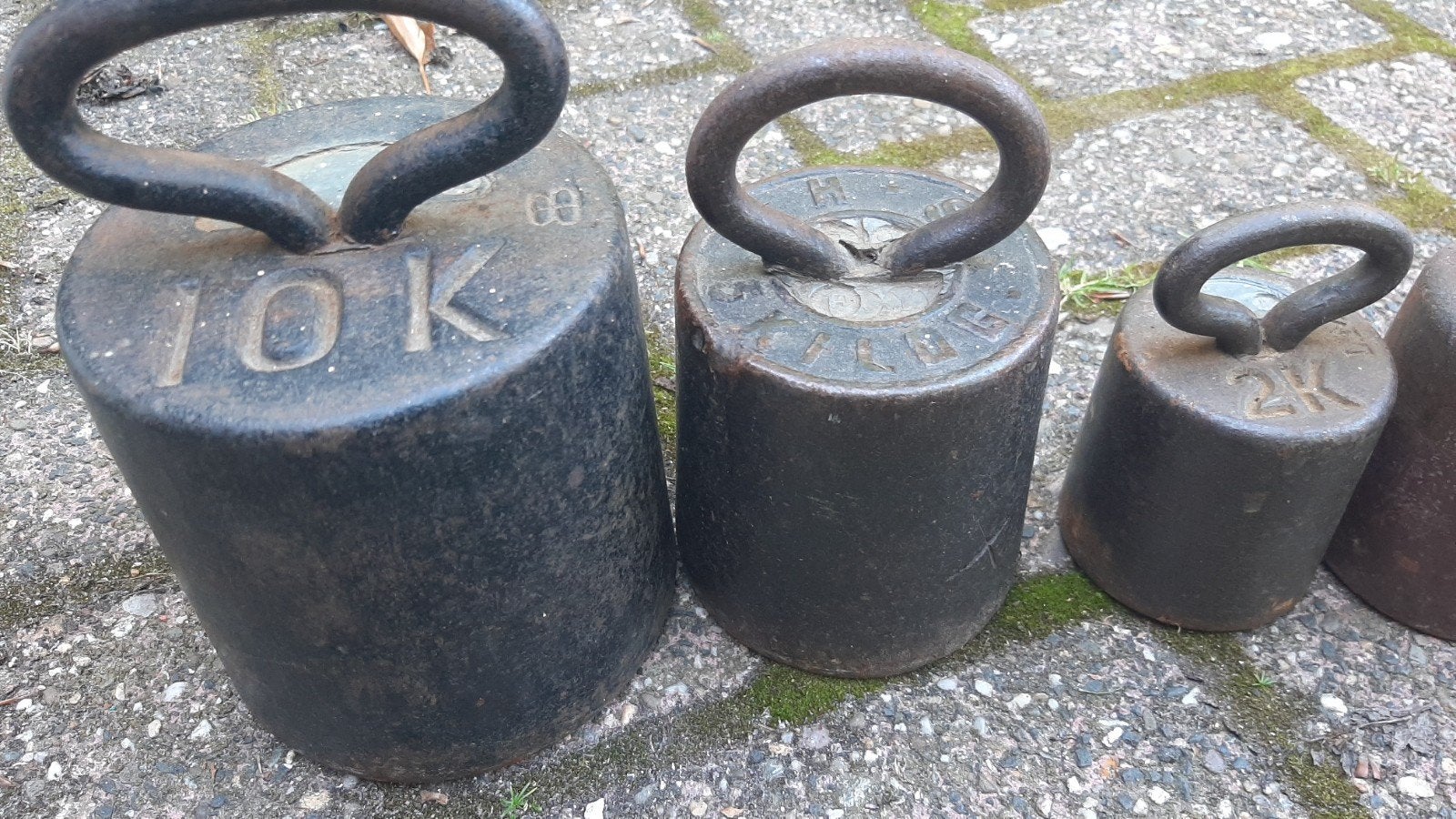 6 Oude bascule gewichten, Ophalen, Gebruikt