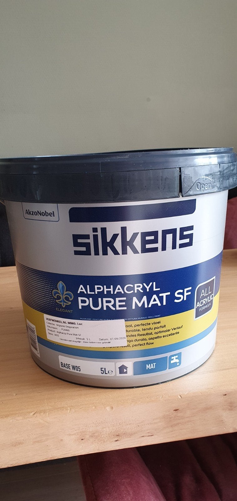 Sikkens Alphacryl mat muurverf latex 5 liter, Ophalen of Verzenden, Nieuw