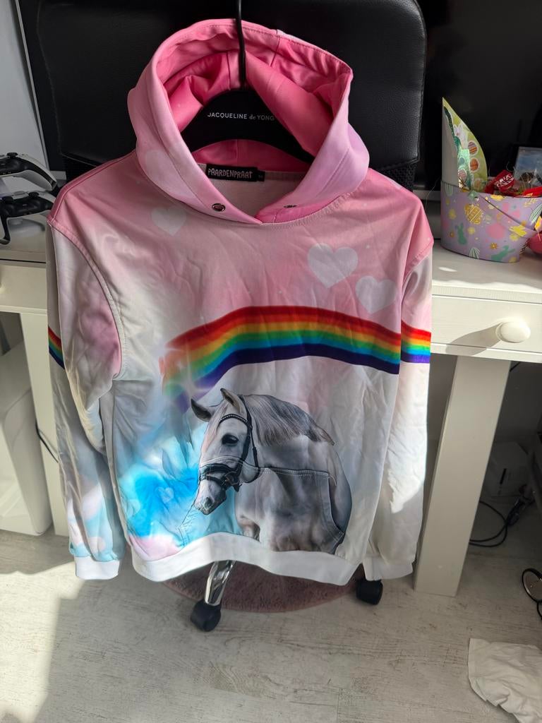 Supermooie PaardenpraatTV trui met regenboog en paard, Ophalen of Verzenden, Zo goed als nieuw, Maat 36 (S), Roze