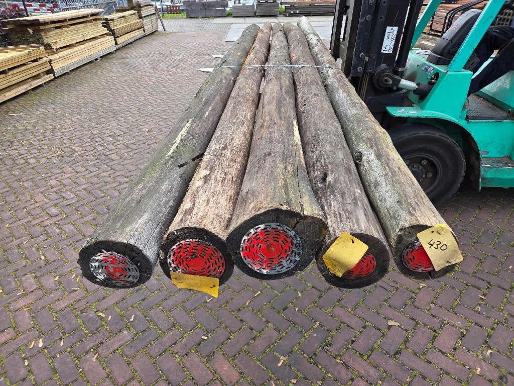 Gebruikte hardhouten ronde palen onbehandeld - nr: HB430, Ophalen, Gebruikt, 250 cm of meer, Palen