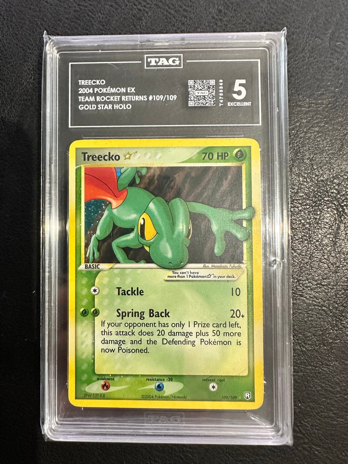 Treecko Gold Star Tag 5 - Super clean Pokémon kaart, Ophalen of Verzenden, Gebruikt, Losse kaart