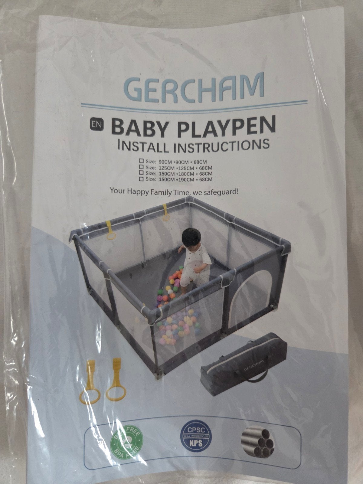 Gercham Baby Playpen Babybox, Kinderen en Baby's, Boxen, Ophalen of Verzenden, Zo goed als nieuw, Vierkant