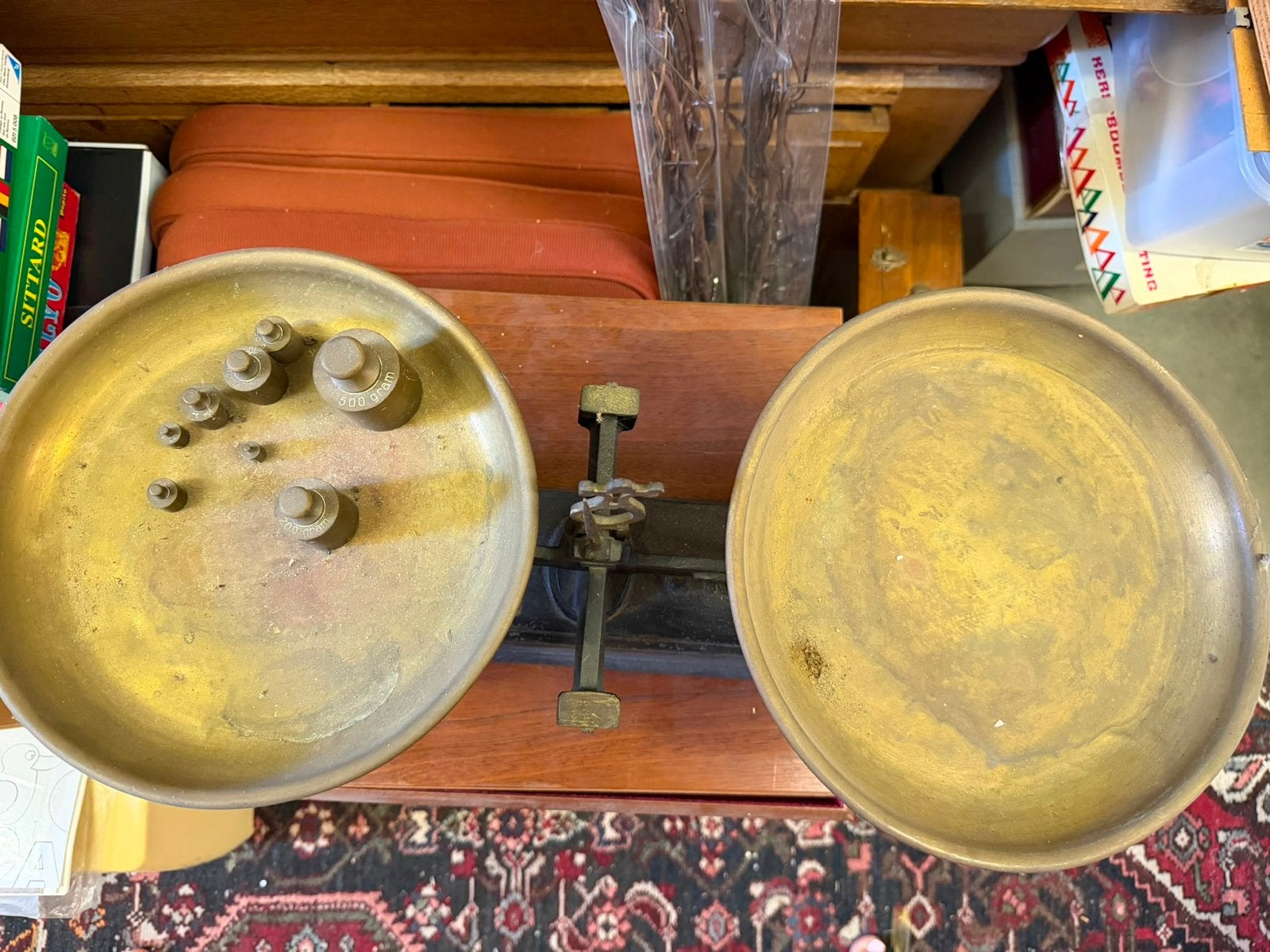 Antieke Balansweegschaal met Gewichten - Decoratief, Ophalen of Verzenden, Gebruikt, Overige typen, Minder dan 50 kg