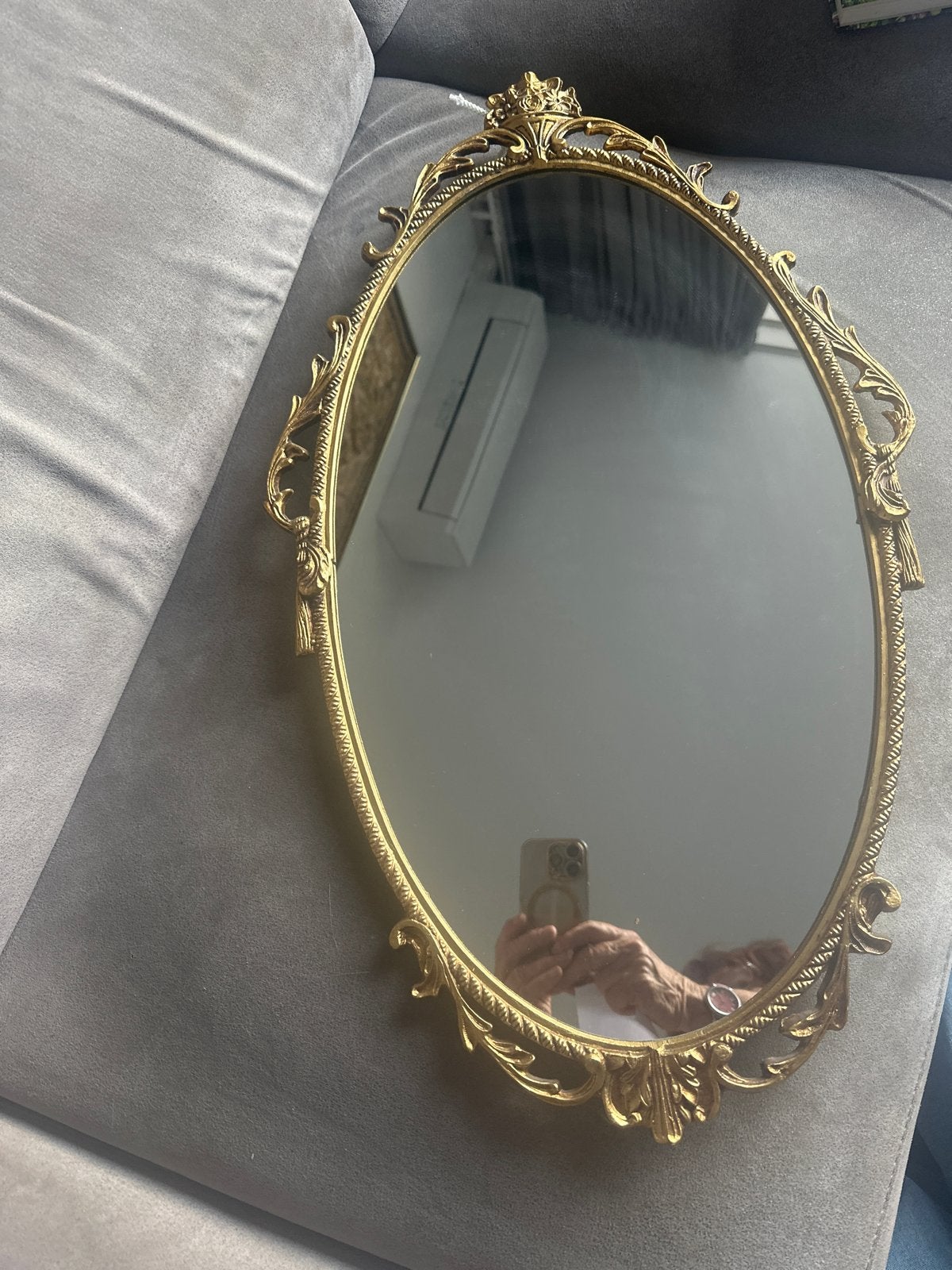 Vintage Hollywood Regency/Barok Spiegel uit Engeland, Ophalen, Ovaal, Minder dan 50 cm, Minder dan 100 cm