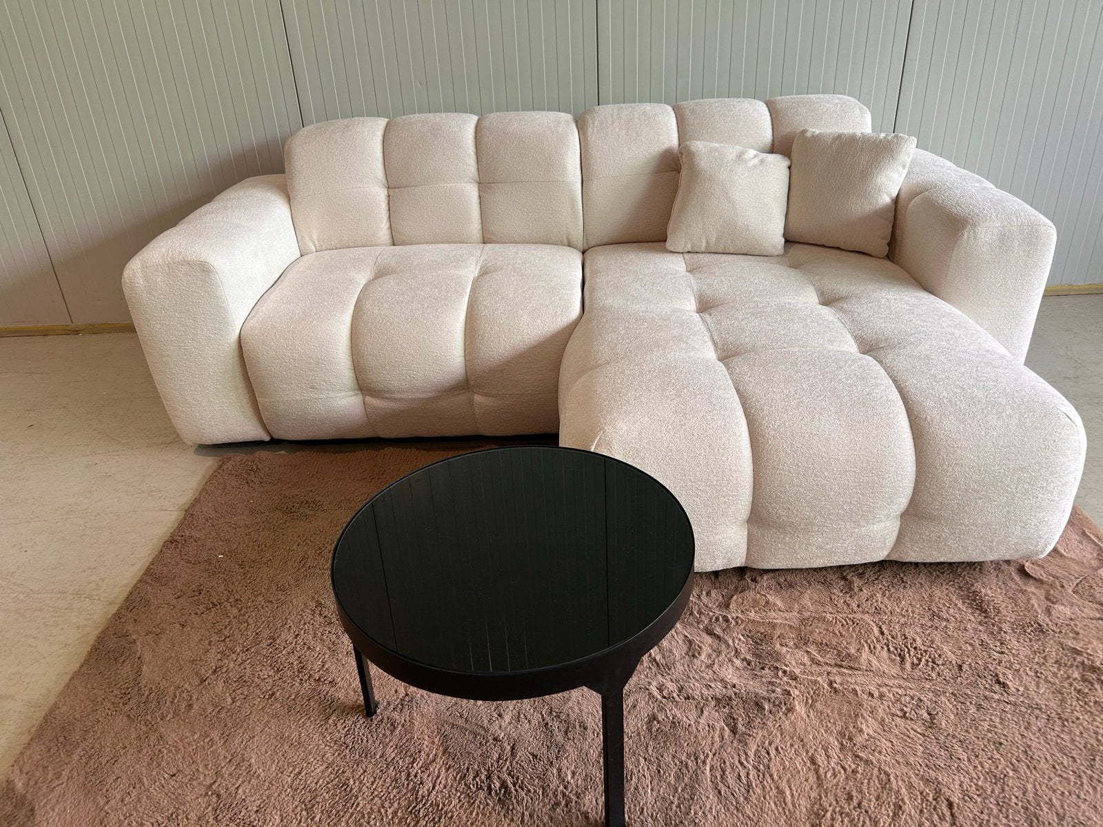 Nieuwe Luxe Witte Bouclé Hoekbank / Loungebank